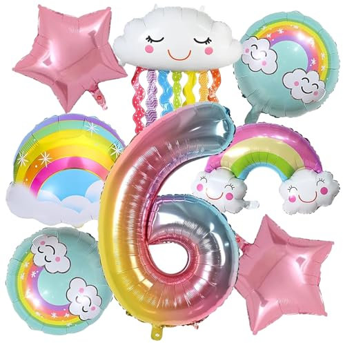 DOWNDRIFT Regenbogen Deko Kindergeburtstag Mädchen 6 Jahre Regenbogen Geburtstagsdeko Mädchen Regenbogen Luftballons Deko Regenbogen Geburtstag Regenbogen Kindergeburtstag Mädchen Geburtstagsparty