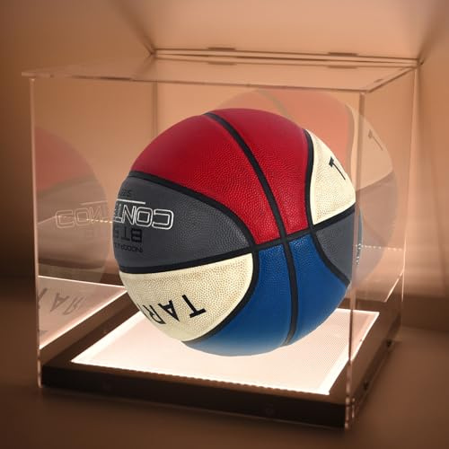LuxRound Basketball-Vitrine mit LED-Licht, klare Acryl-Basketball-Display-Box, Display-Halter für signierten Basketball, UV-Schutz, staubdicht, Erinnerungsstück-Vitrine