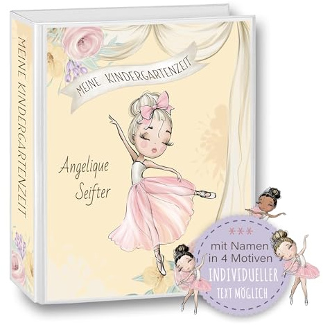 Kindergarten Ordner personalisiert mit Namen und Wunschtext Ballerina Fly Balett A4 - Meine Kindergartenzeit Kindergartenordner Krippenzeit Portfolioordner Sammelordner Mädchen Gelb