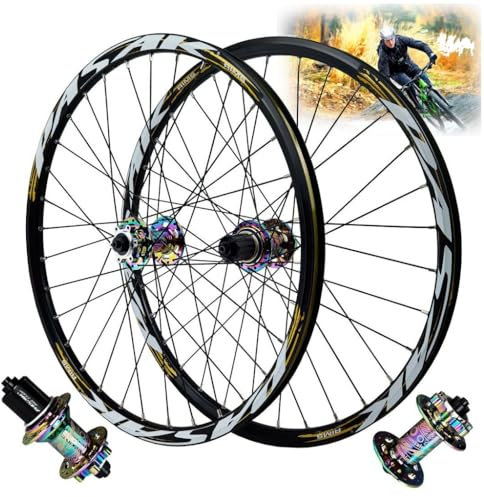 MTB Rennradräder 26/27,5/29 Zoll, 24 Zoll Aluminiumlegierung 32H Scheibenbremse Mountainbike Räder QR 135MM Vordere Und Hintere Fahrradfelge for 7-11 Geschwindigkeit ( Farbe : Gold , Size : 26 inch )