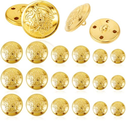 Ouligay 18 Stück Gold Metall Blazer Knöpfe - Vintage Antike Dekorative Goldene Knöpfe für Anzüge Uniform - 18mm 20mm 25mm