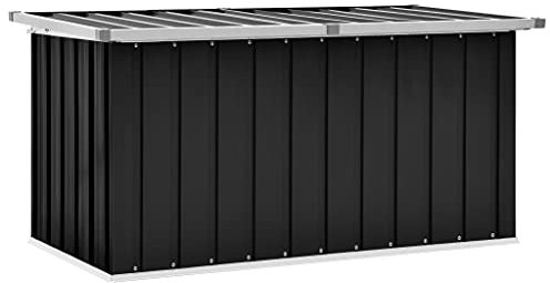 FOZICV Garten-Aufbewahrungsbox 129x67x65 cm Anthrazit Verzinkter Stahl y Kunststoff Allzwecktruhe Outdoor Garden Storage Box Stauraumbox Balcony Furniture Auflagenbox Stahl Kissenbox