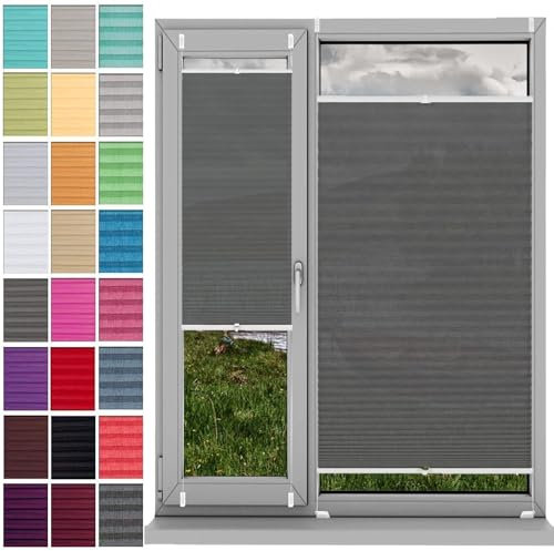 Plisseerollo Fensterrollo Faltrollo Jalousie 56 x 160 cm, Sonnenschutz Easyfix Lichtdurchlässig, Plisseerollo Faltrollo Faltstores, Klemmfix Plissee Ohne Bohren, für Fenster & Tür, Grau