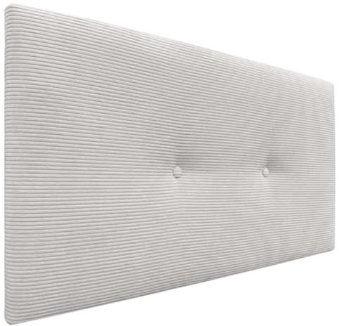 DHOME Kopfteil aus glattem Cord mit Knöpfen, hohe Qualität, modernes gepolstertes Kopfteil, Luxus-Bett, gepolstertes Schlafzimmer (Elfenbeinweiß, 110 cm)