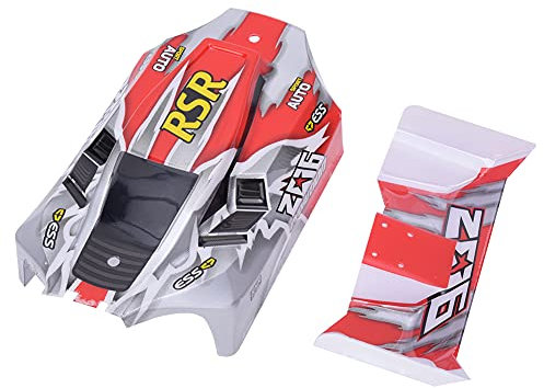 LIYJTK 2 pz Aggiornamento RC Veicolo Borsette Parti di Ricambio in Plastica Ala di Coda Copertura del Corpo Auto per Wltoys 144001 1/14 Elettrico 4WD Rosso