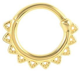 Tolldek 1pcs Magnet Piercing Nase, 925 Sterling Silber 18G Hoop mit Dreieck Muster Nase Piercings Gold, Piercing Nasenflügel Ring, Lippen Piercing Ringe Ohrringe Schmuck für Frauen