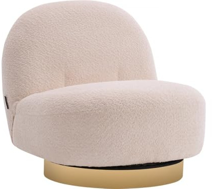 Habitat et Jardin Fauteuil Bouclette pivotant Churchill - 76 x 80 x 74 cm - Blanc