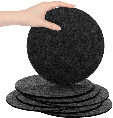 8 Stück Groß Filzuntersetzer Filzunterlage, Filz Untersetzer Rund, Doppelseitige Saugfähige Tablettunterlage, Saugfähige Pflanzen Untersetzer für Töpfe Gläser Tisch Deko Blumentopf(Schwarz Ø 20cm)