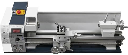 Furvveerr Tour en Métal 1200W Métal Tour 220MM x 750MM Tour en Métal Table Tour Métal mini Tour de Précision à Vitesse Variable 0-3000rpm pour Le Perçage de Vis