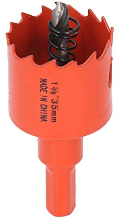 Sierra perforadora bimetálica, broca para sierra perforadora, cortadora perforadora bimetálica de acero de alta velocidad con mandril para madera, madera contrachapada, cornhole, (1-3/8(35 mm))