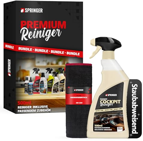 SPRINGER RX5600 Cockpit-Reiniger 500 ml + Zubehör | Made in Germany | versiegelt & schützt | antistatisch & staubabweisend | Innenraum- & Kunststoff-Reiniger schadstofffrei