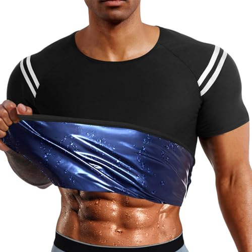 Men Sauna T Shirts Sweat Sauna Suit Body Shaper Sweat Vest Workout Tank Top Heat Trapping Tank Tops Waist Trainer Slimming Weight Loss Workout Suit Neoprene Training Jackets Clothes Exercise Fitness
