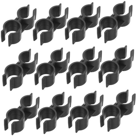 ULTECHNOVO 12pcs Double Pipe Clamp Plastic Clips 25mm Black, Shelf Pole Link Clips for Supermarket and Warehouse Pipe Connector Accessories