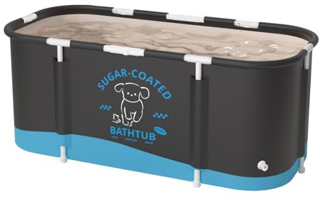 Sinbide Vasca da Bagno Pieghevole per Adulti, 115 x 60cm Facile Installazione, Vaschetta Pieghevole Eco-Friendly, Ideale per il Relax Domestico e SPA,Vasca da bagno portatile (Cagnolino)