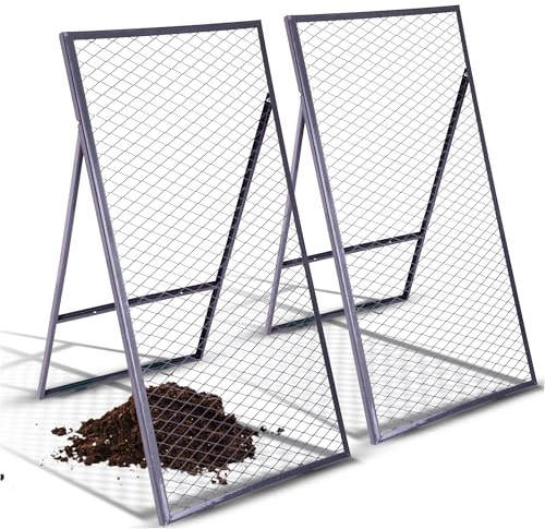 Novatool 2X Boden Durchwurfsieb 100x50 cm aus pulverbeschichtetem Stahl Durchwurfgitter Sieb für Erde Rasen Sand Kompost, Gartensieb Metallsieb Garten Metall Gitter Erdsieb Kompostsieb Gartenerde