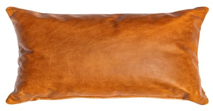 Centaur - Deko Lederkissen 50 x 30 cm für Sofa oder Schlafzimmer Cognac/Vintage - Echt Leder Kissen Echtleder Sofakissen Lederoptik