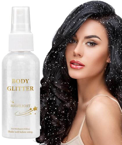 Spray à paillettes brillantes, laque à paillettes scintillantes pour maquillage - Poudre libre longue durée - Accessoires pour Halloween, concert, scène, fête, festival, clavicule