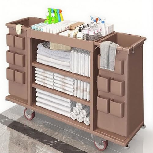 Carro de limpieza comercial, carrito rodante resistente con ruedas silenciosas, organizador de suministros de limpieza, soporte para trapeador, carro de suministros de limpieza de gran capacidad
