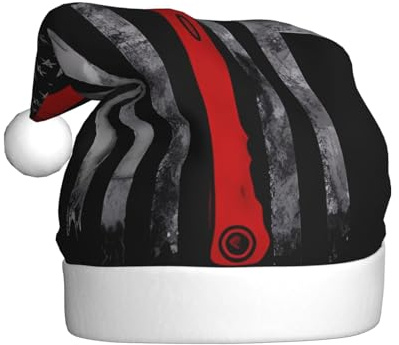 VVXBHGR Sombrero de Navidad con diseño de hacha de bombero y línea roja para adultos, material suave y ligero