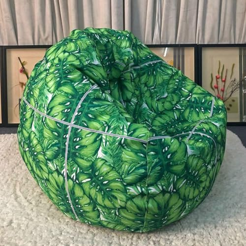 MOTTK Funda para puf con estampado floral con forro, almacenamiento de animales de peluche, funda de puf vintage para niños y adultos, soporte para juguetes de peluche para sofá perezoso (12-verde