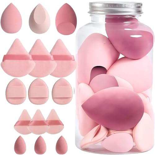 Make up Schwamm Set 15 Stück – Latexfrei, Waschbar, 4 Formen | 4-in-1 Makeup Schwämme & Puderquasten Set. Latexfrei, waschbar & langlebig. Ideal für Foundation, Puder & Concealer.