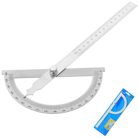 Winkelmesser Metall 0-180° Edelstahl Goniometer mit Feststellschraube & Lineal-Skala, Winkelmesser aus Edelstahl, für Tischler, Schule, DIY, Malerei Zeichnung Anzeichnen(150 mm)