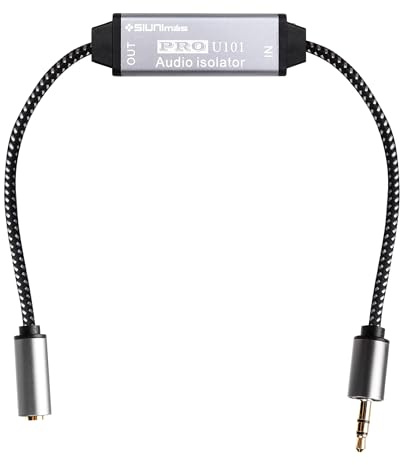 SIUNIMAS Pro AUX Noise Filter Durable Aluminum Alloy Case with Nylon Braided Male&Female Cords Ground Loop Hum/Buzzing Noise Isolator for Car and Home Audio Playing Systems (SIM-Pro AUX-01A)