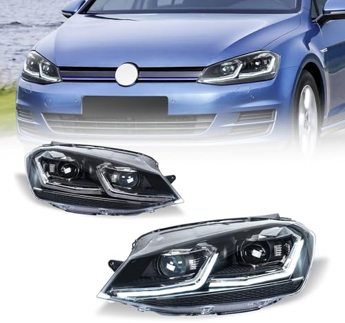 Archaic Scheinwerfer kompatibel mit VW Golf 7 MK7 TSI TDI 2013-2017 (Nur Für Der Originalen Halogen-Version),nicht für die Xenon-Version,Mit E-Prüfzeichen