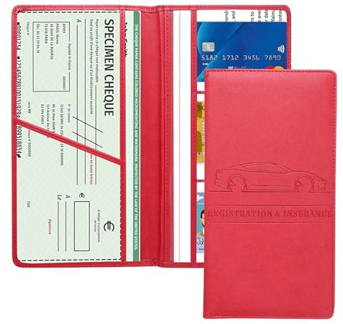XIAOQENAN Porta tessera di assicurazione e registrazione auto, per documenti di patente e guanti, accessori per interni auto, per donne, uomini, adolescenti, accessori per auto per tutti, Rosso, One