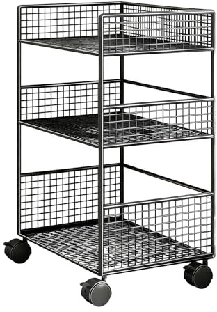 Carrello con ruote a 3 livelli, organizer mobile in metallo con ruote per cucina, posto di lavoro, bagno o lavanderia, funzione di rotolamento fluido con scaffali multiuso, artigianato, trucco,