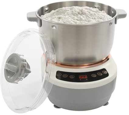 Rostfritt stål degmaskin 7 l degknådningsmaskin 250 W degmjöl mixer, 45 °C elektrisk degberedare med degkniv och mätkopp, justerbar tid, för hembakning