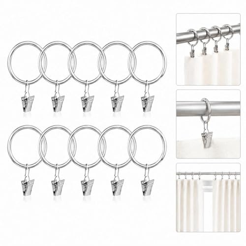 Anelli per Tenda in Metallo, 10 Pezzi (ANELLI CON PINZA ARGENTO 10PZ)