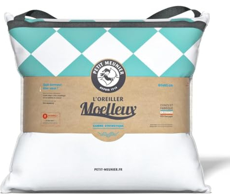 Petit Meunier - Oreiller Moelleux 60x60cm Carré Ergonomique Conçu en France