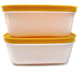 TUPPERWARE Gefrier-Behälter 450 ml weiß-orange Eis-Kristall (2) Eiskristall