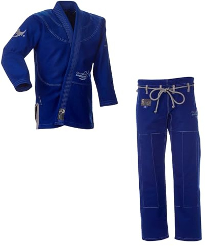 Ju-Sports BJJ Anzug Pearl Competition superlight Blue A2 I Superleichter Brazilian Jujutsu Anzug mit kontrastierenden Nähten & edlen Stickverzierungen I BJJ Gi Herren I 100% Baumwolle