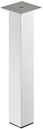 Gedotec Alu Tischbein eckig Tischfuß gerade Möbel-Beine - H1760 | Aluminium rostfrei Silber lackiert | Tischgestell quadratisch 60 x 60 mm | Höhe: 400 mm | 1 Stück - Möbelfuss ohne Höheneinstellung