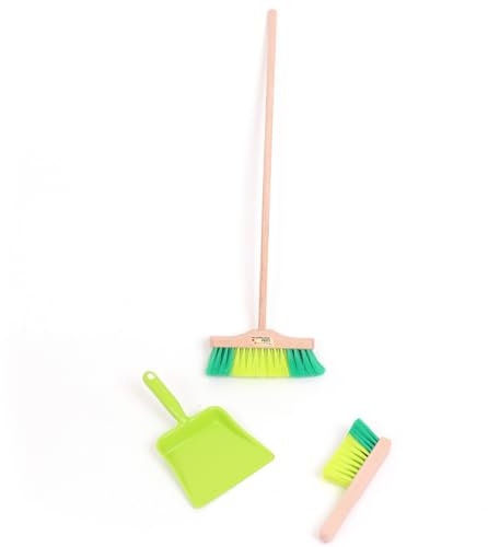 Kinderbesen Set aus Holz | Handfeger und Schaufel | Farbenfrohes Reinigungs-Set für Kinder
