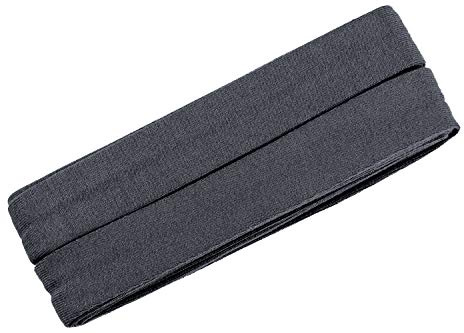 Unifarbenes Schrägband, Jersey, vorgefalzt, 20 mm breit - 2 Packungen á 3 Meter, Dunkelgrau Melange