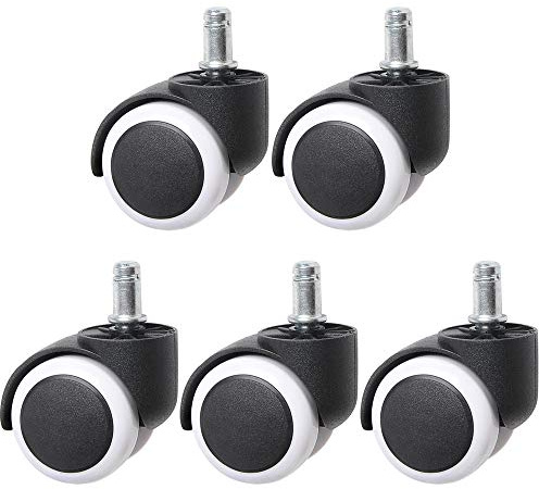 Ruote girevoli di ricambio per sedia da ufficio da 5,1 cm, resistenti, confezione da 5 pezzi, 11 x 22 mm