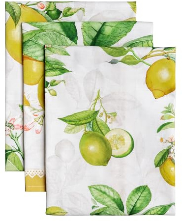 Maison d'Hermine Küchenhandtuch 100% Baumwolle (50 cm x 70 cm, Set von 3) | Küchenhandtücher Tischgeschirrtücher zum Muttertagsgeschenke Reinigen Buffetpartys Hochzeiten Frühling/Sommer - Limoncello