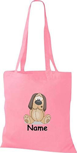 Shirtinstyle Stoffbeutel Tasche, Tiermotiv Hund mit Wunschnamen, Natur Zoo Tiere Animal, Geschenk, Baumwolltasche, Logo, Spruch, Verwandschaft, Motiv, Farbe Rot