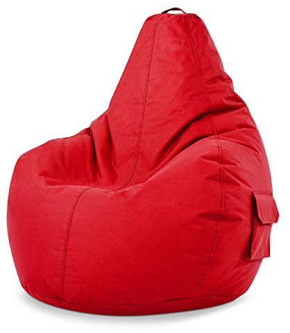 Green Bean Sitzsack „Cozy“ mit Rückenlehne 80x70x90cm - Gaming Chair, 230L EPS-Perlen Füllung, Waschbar, Wetterfest - Gemütlicher Lounge Sitzhocker für Indoor und Outdoor in Rot
