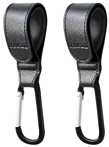 Ganchos Carrito Bebé, 2 Piezas de Gancho Para Colgar Cochecito, Gancho Carrito Bebe, Pinzas Para Cochecito de Bebe, Mantas Para Colgar Cartera Bolso, Universal, Negro & Marrón (Negro)
