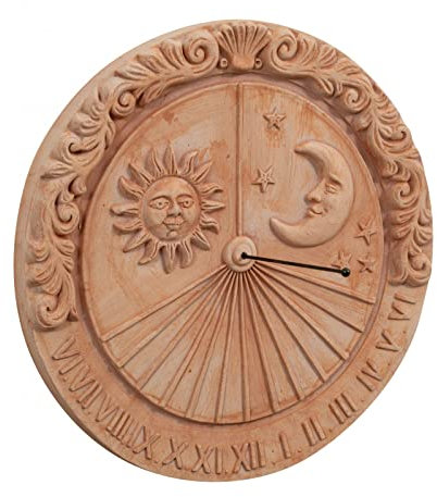 Biscottini Meridiana in terracotta 53x6x53 Made in Italy - Pannelli decorativi Sole e luna - Decorazioni casa terracota cucina - Accessori casa shabby - Orologio giardino - Bussola professionale