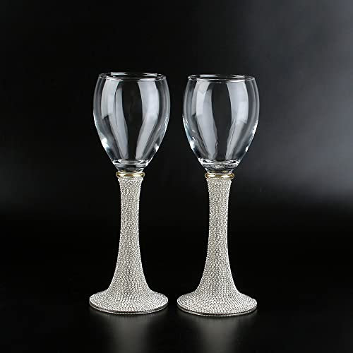 SHYPYG 2pcs/set Casas de vino con incrustaciones de champán Copa de bodas Copa de copa de vidrio Decoración de bares Regalos de bebidas (Color : A, Size : 2Pcs/Set)