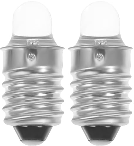 Uonlytech Bombilla Led E10 De Base De Tornillo 3V Mini Bulbo Redondo De Repuesto Para Linternas Pequeñas Fácil Instalación Y Almacenaje 2 Piezas