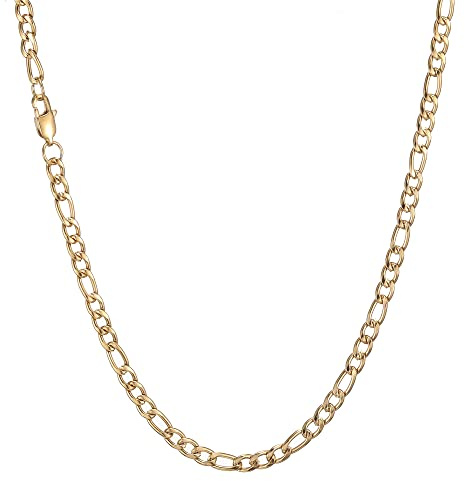 AFSTALR Herren Silber Edelstahl Panzerkette für Herren Schmuck Figaro-Halskette - Männer Silber ketten 5mm-45-90cm aus Edelstahl Silber/Schwarze/Gold Figaro-Halskette