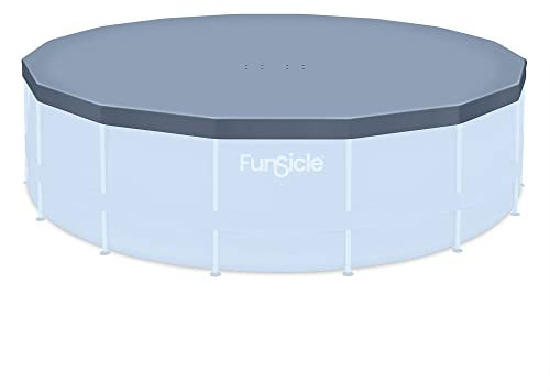 Funsicle 16ft Round Frame Seasonal Debris Above Ground Swimming Pool Cover with Drain Holes and Adjustable String Lock, Accessory Only, Gray