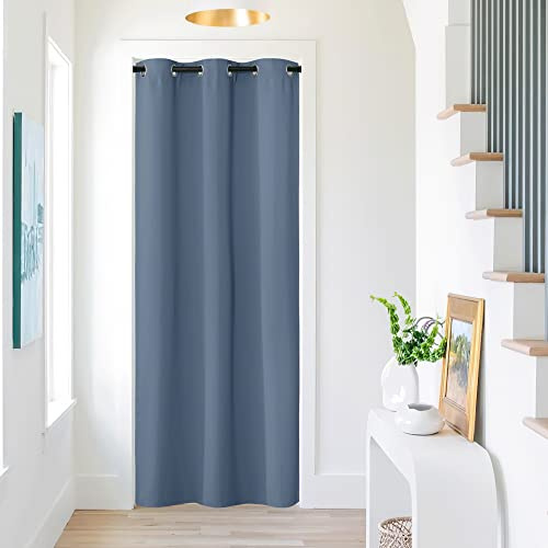 NICETOWN Doorway Curtain for Living Room Thermal Insulated Door Blinds for Door Screen, Accordion Insulated Privacy Door Window Curtain for Bedroom, 42 Wide x 95 Length, 1 Panel, Stone Blue