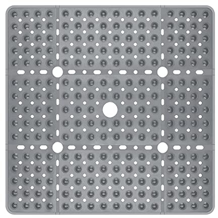 Lurowo Duschmatte rutschfest 70x70cm,Quadratische Badematte rutschfest mit Saugnäpfen, Badewannenmatten BPA frei, latexfrei,Antirutschmatte für Dusche oder Badewanne Maschinenwaschbar (Klar Grau)